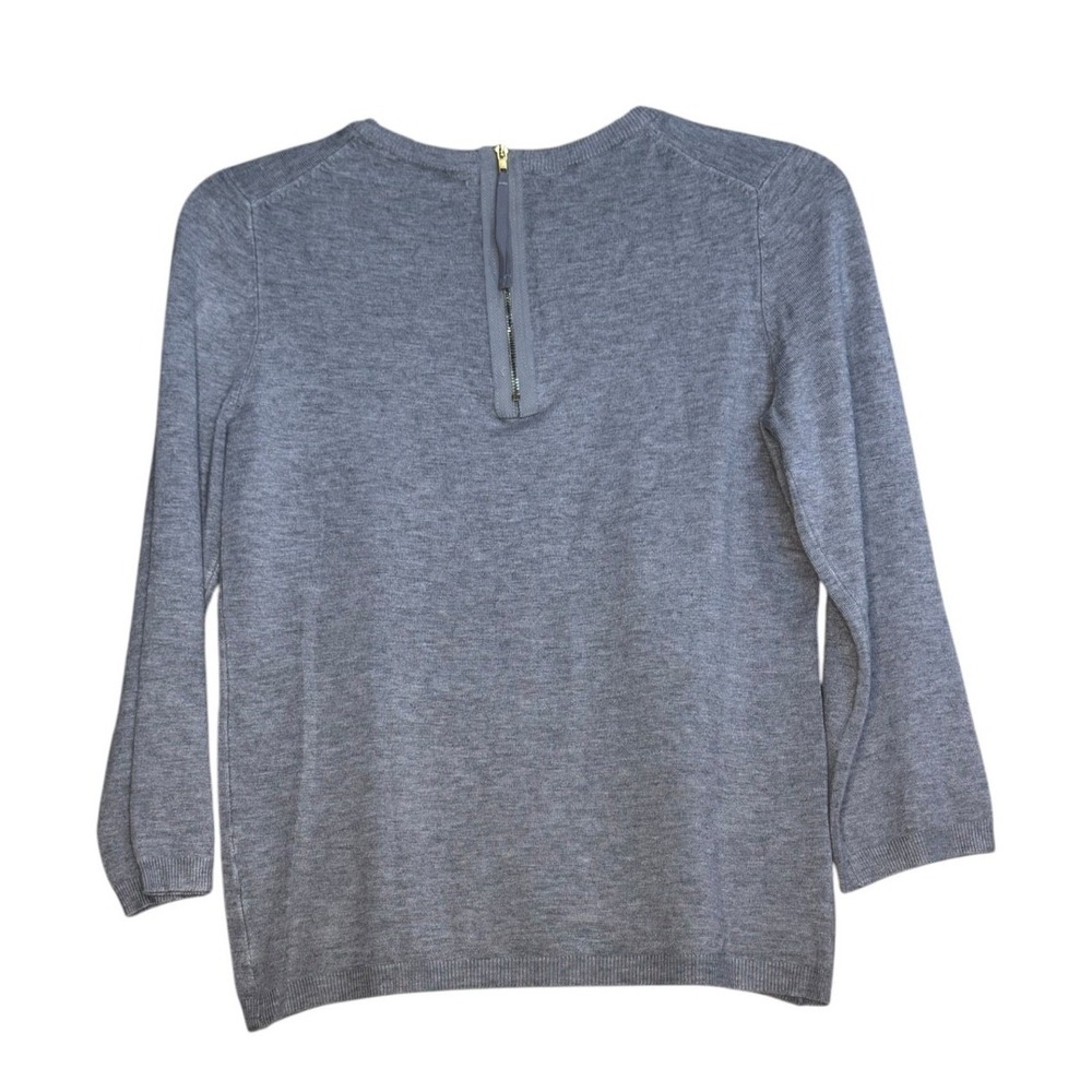 Philosophy Sweater Women Medium Gray Crewneck Back Zipper 3/4 Sleeve Pullover - Picture 2 of 6